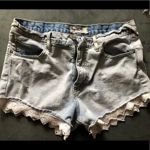 Free people lace trimmed shorts